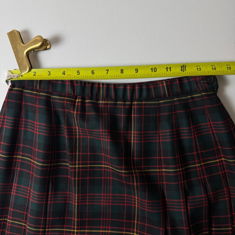 Vintage Pendleton Wool Plaid Pleated Midi Skirt Red Green Tartan Old Money - Picture 5 of 8